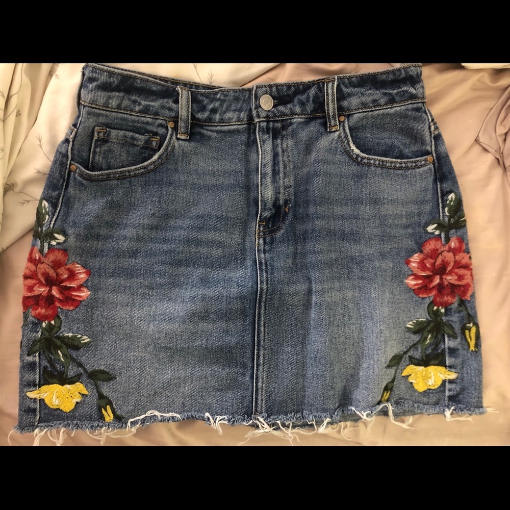 Pacsun Floral Denim Skirt